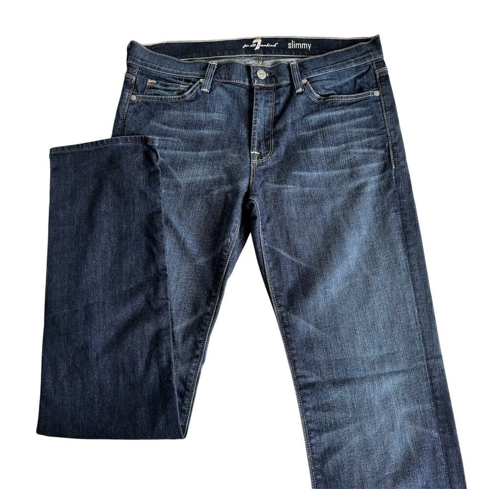 7 For All Mankind Slimmy Slim Straight Leg Jeans Mens 33 x 32 Y2K Streetwear